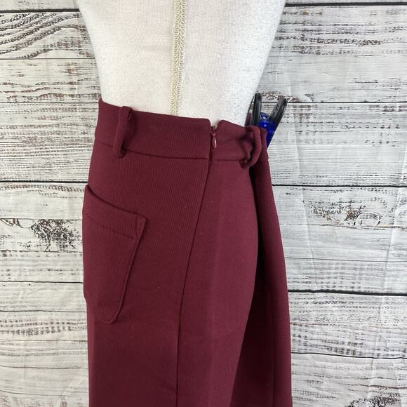 Ann Taylor Loft Skirt sz 8 Mulberry Wine Wool Knee A Line Pockets Career Casual - Picture 6 of 8